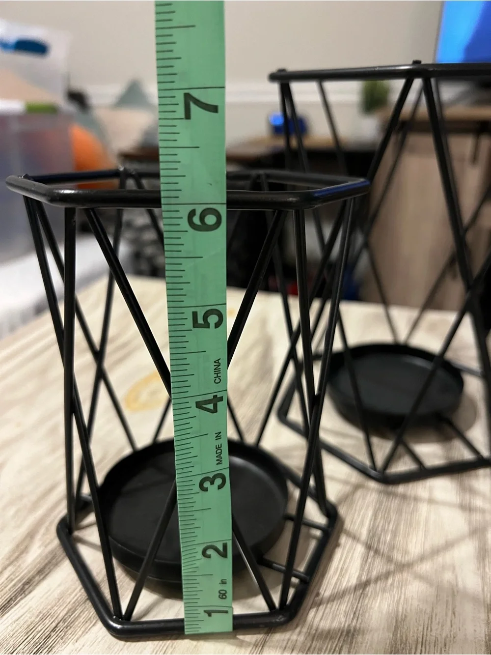Set of 4 Black Metal Geometric Candle Holders Modern Farmhouse Decor